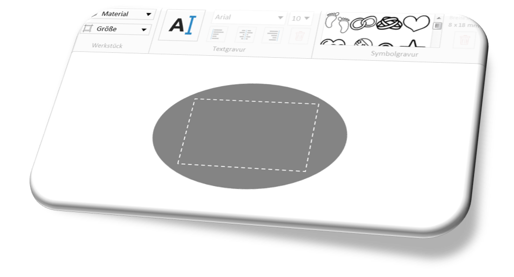 Materialauswahl des Online Gravur Editors